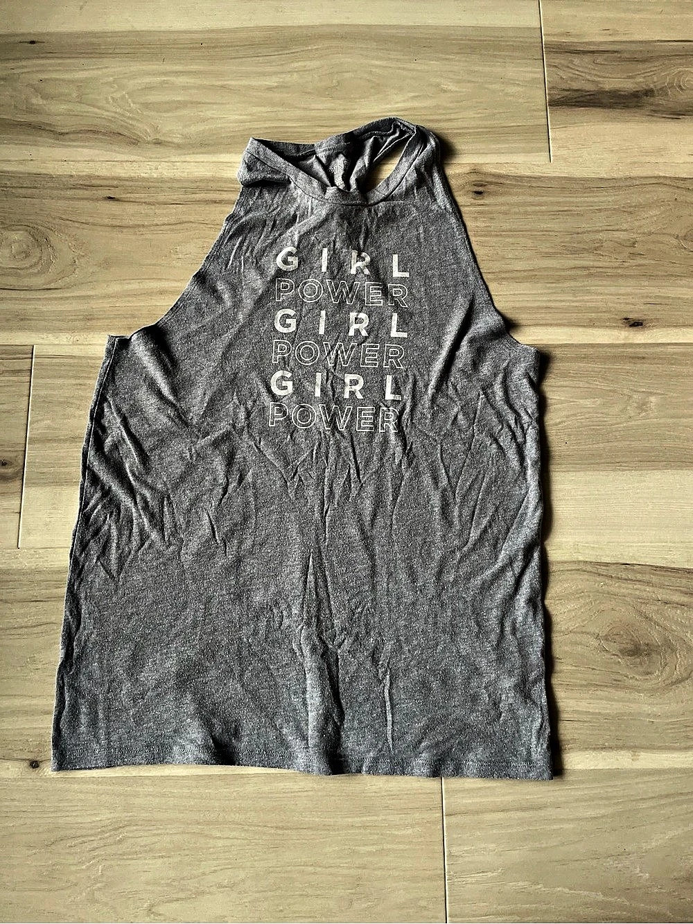 Victoria's Secret PINK Gray Graphic Racerback Tank Top Like New